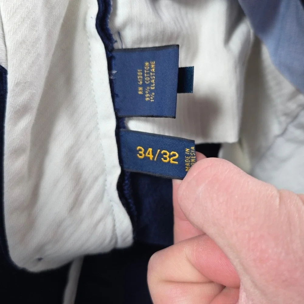 Polo Ralph Lauren Classic Fit Corduroy Pants Mens 34x32 Navy‎ Blue Stretch Chino
